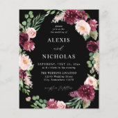 バジェットピンク&ブルゴーニュフローラ7結婚s – 黒 チラシ (正面)