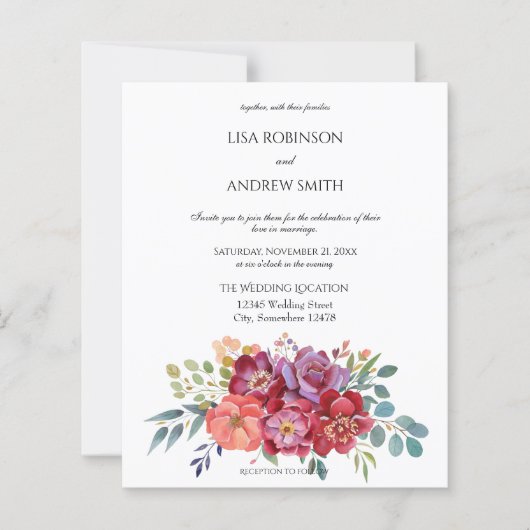 バジェットピンク&プラム熱帯フローラホワイト結婚2 (正面)