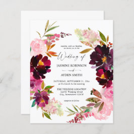 バジェットピンク – ホット赤面&パープルフローラ結婚ズ