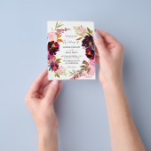 バジェットピンク – ホット赤面&パープルフローラ結婚ズ チラシ (手)