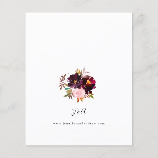 バジェットピンク – ホット赤面&パープルフローラ結婚ズ チラシ (裏面)