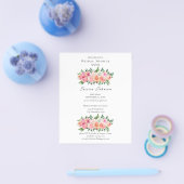 バジェットピンク&ホワイトフローラブライダルシャワーフライヤー チラシ (シングル)