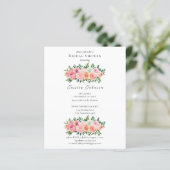 バジェットピンク&ホワイトフローラブライダルシャワー招待状 (スタンド正面)