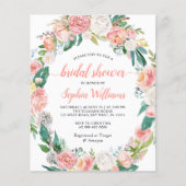 バジェットピンク&ホワイトローズブライダルシャワー招待 (正面)