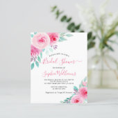 バジェットピンク&ミントフローラブライダルシャワー招待状 (スタンド正面)