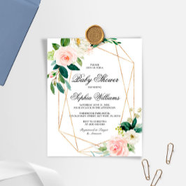 バジェットピンク&緑葉色の招待状