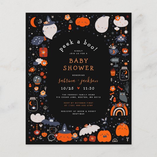 バジェットピークBooかわいい黒ハロウィーン赤ちゃんシャワー (正面)