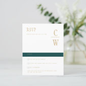バジェットピーコックティール（緑がかった色）グリーン金ゴールドウェディングRSVP (スタンド正面)
