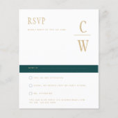 バジェットピーコックティール（緑がかった色）グリーン金ゴールドウェディングRSVP (正面)