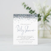 バジェットピーコックブルーグリッターベビーシャワー招待状 (スタンド正面)