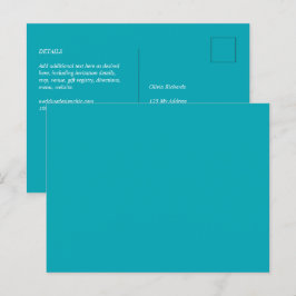 バジェットピーコックブルーティール（緑がかった色）結婚モノクロ ポストカード