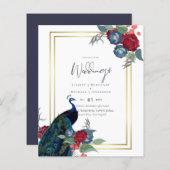 バジェットピーコックブルーブルガンディーウィンター秋の結婚式 (正面/裏面)