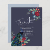 バジェットピーコックブルーブルガンディーウィンター秋の結婚式 (正面/裏面)