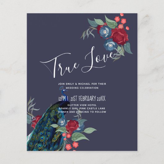 バジェットピーコックブルーブルガンディーウィンター秋の結婚式 (正面)