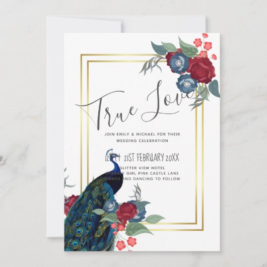 バジェットピーコックブルーブルガンディーウィンター秋の結婚式 (正面)