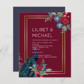 バジェットピーコックブルーブルガンディーウィンター秋の結婚式 (正面/裏面)