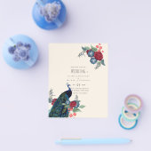 バジェットピーコックブルーブルガンディーウィンター秋の結婚式 チラシ (シングル)