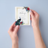 バジェットピーコックブルーブルガンディーウィンター秋の結婚式 チラシ (手)