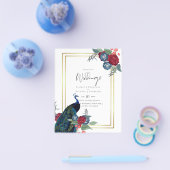 バジェットピーコックブルーブルガンディーウィンター秋の結婚式 チラシ (シングル)