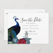 バジェットピーコックブルーブルガンディーウィンター秋の結婚式 ポストカード (正面/裏面)