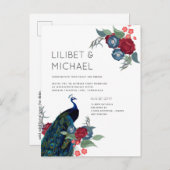 バジェットピーコックブルーブルガンディーウィンター秋の結婚式 ポストカード (正面/裏面)