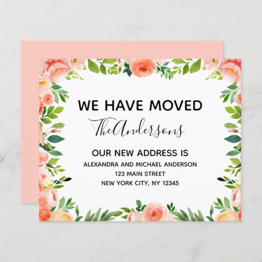 バジェットピーコラルフローラの引越し告知 (正面/裏面)