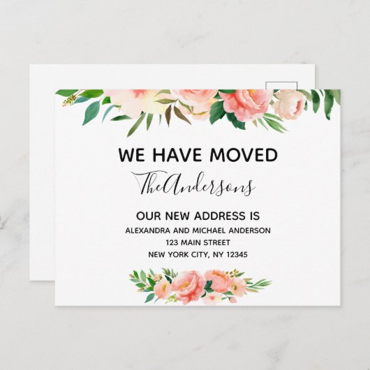 バジェットピーコラルフローラの引越し告知 ポストカード (正面/裏面)