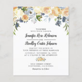 バジェットピーチウォーターカラーフローラ結婚式招待状 (正面)