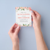 バジェットピーチキンセニェラ誕生日コーラル招待状 チラシ (手)