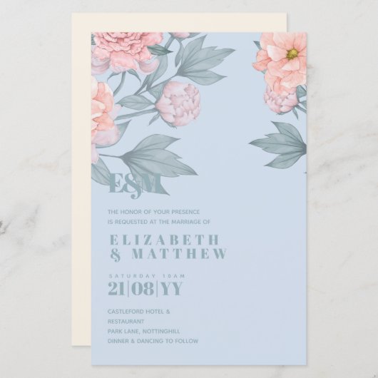 バジェットピーチフローラダスティブルーセージ結婚リーフ (正面/裏面)