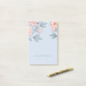 バジェットピーチフローラダスティブルーセージ結婚リーフ ポストイット (デスク上)