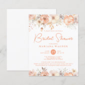 バジェットピーチベージュフラワーズオンホワイトブライダルシャワー (正面/裏面)