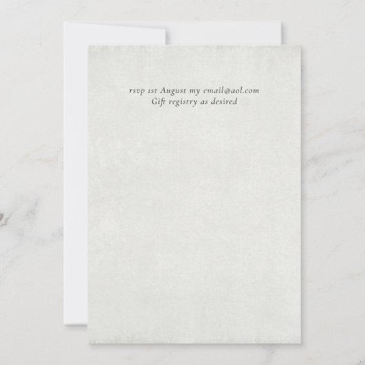 バジェットピーチ結婚グレイの水彩招待状 (裏面)