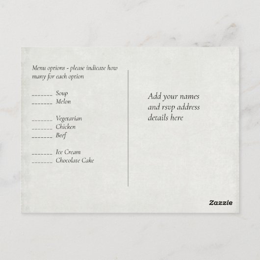 バジェットピーチ結婚グレイの水彩RSVP ポストカード (裏面)