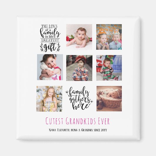 バジェットファミリーフォトコラージギフトグランドペアレントPa Ma マグネット (正面)