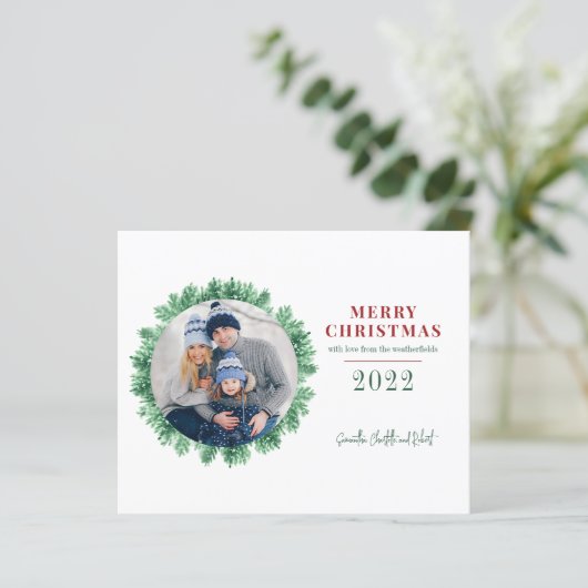 バジェットファミリーフォトパインクリスマスホリデーカード (スタンド正面)