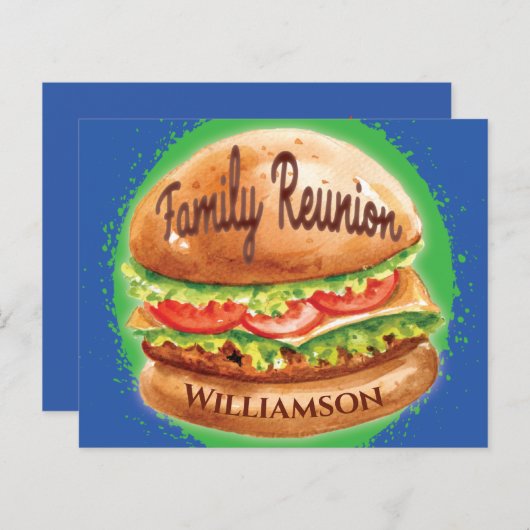 バジェットファミリー懇親会バーベキューピクニック招待状 (正面/裏面)