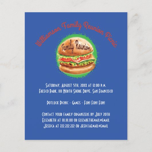 バジェットファミリー懇親会バーベキューピクニック招待状 (裏面)