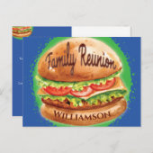 バジェットファミリー懇親会バーベキューピクニック招待状 ポストカード (正面/裏面)