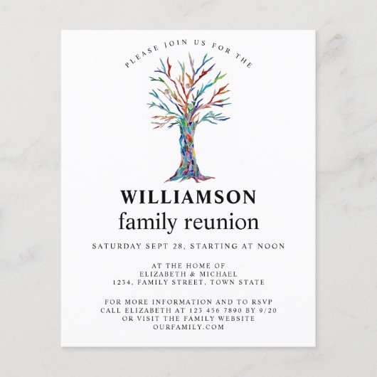 バジェットファミリー懇親会ファミリーツリー招待状 (正面)