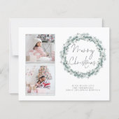 バジェットファミリー2写真ティール（緑がかった色）メリークリスマスカード (正面)