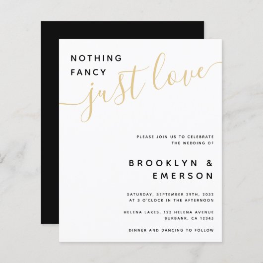 バジェットファンシーNothing Just Love結婚式招待状 (正面/裏面)