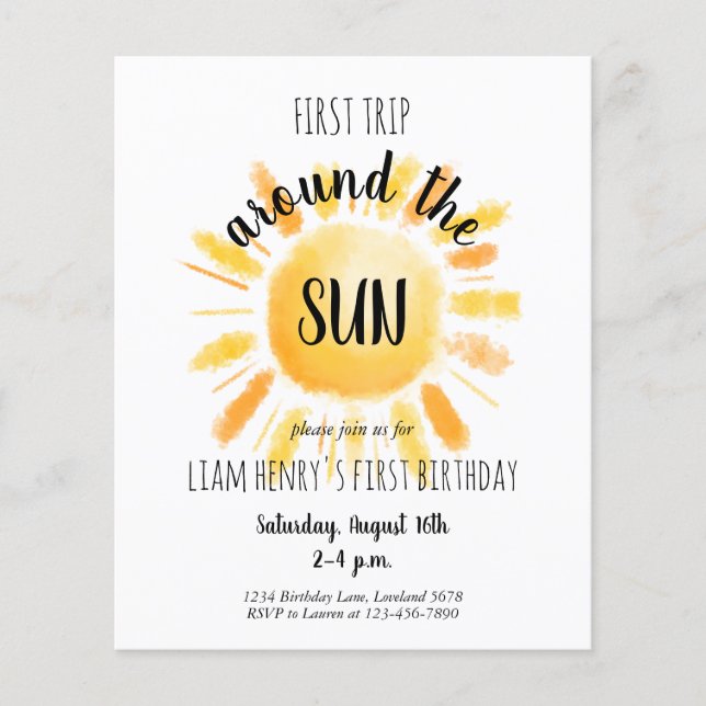 バジェットファーストのまわりにトリップザサンパーティの招待状 (正面)