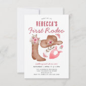 バジェットファースト赤面ピンク女性のカーボーイ1st誕生日 ノートカード (正面)