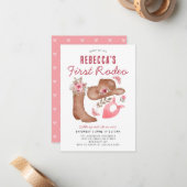 バジェットファースト赤面ピンク女性のカーボーイ1st誕生日 ノートカード (正面/裏面インサイチュ)