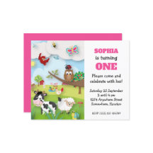 バジェットファームアニマルズファースト誕生日招待状