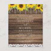 バジェットファームハウスサンフラワー結婚式招待状 (正面)