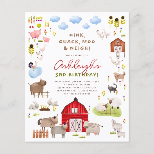 バジェットファーム動物納屋周囲の庭誕生日パーティー (正面)