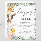 バジェットファーム動物赤ちゃんシャワーおむつラッフルサイン (正面/裏面)