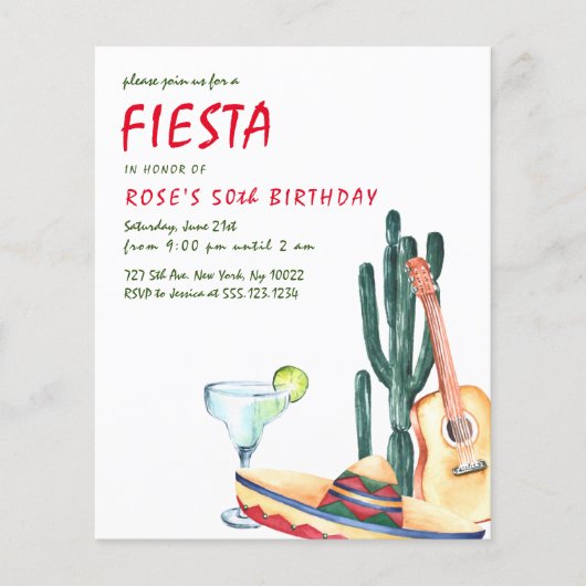 バジェットフィエスタパーティの招待状 (正面)